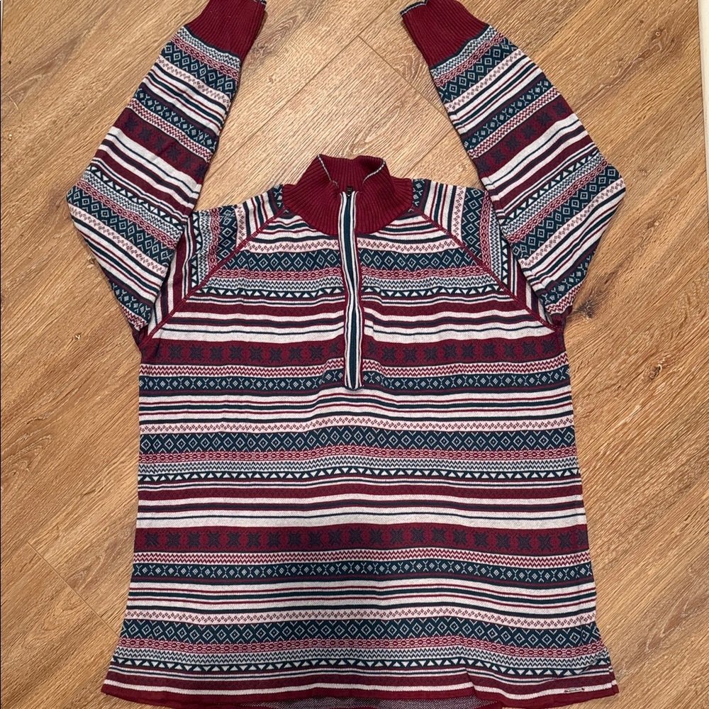 3/$20 Eddie Bauer Women’s Red Blue Knit Alpine Look Pullover XXL